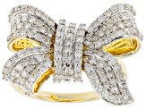 Pre-Owned White Diamond 10K Yellow Gold Bow Ring 1.00ctw