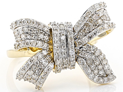 Pre-Owned White Diamond 10K Yellow Gold Bow Ring 1.00ctw