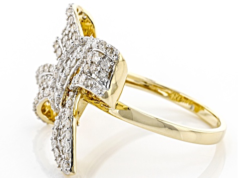 Pre-Owned White Diamond 10K Yellow Gold Bow Ring 1.00ctw