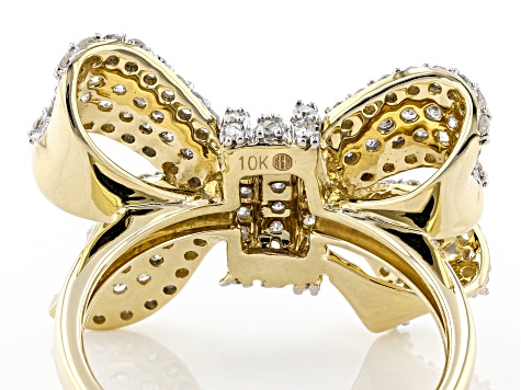 Pre-Owned White Diamond 10K Yellow Gold Bow Ring 1.00ctw