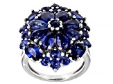 Pre-Owned Blue Kyanite Rhodium Over Sterling Silver Ring 7.55ctw