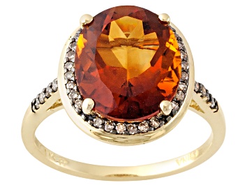 Picture of Pre-Owned Orange Madeira Citrine 10k Yellow Gold Ring 4.32ctw