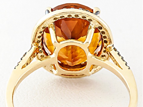 Pre-Owned Orange Madeira Citrine 10k Yellow Gold Ring 4.32ctw