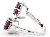 Pre-Owned Red Indian Ruby Rhodium Over Sterling Silver Bypass Ring. 5.00ctw
