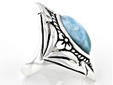 Pre-Owned Blue Larimar Rhodium Over Sterling Silver ring