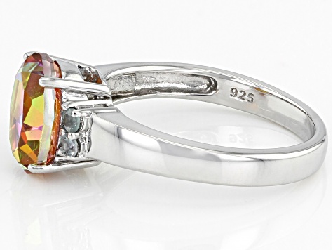 Pre-Owned Multi-Color Northern Lights (TM) Quartz Rhodium Over Sterling Silver Ring. 2.32ctw