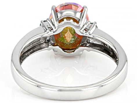 Pre-Owned Multi-Color Northern Lights (TM) Quartz Rhodium Over Sterling Silver Ring. 2.32ctw