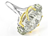 Pre-Owned Green Prasiolite Rhodium & 18k Gold Over Silver Two-Tone Ring 10.99ctw