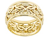 Pre-Owned 18K Yellow Gold Over Sterling Silver 10MM Byzantine Band Ring