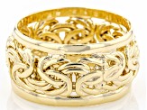 Pre-Owned 18K Yellow Gold Over Sterling Silver 10MM Byzantine Band Ring