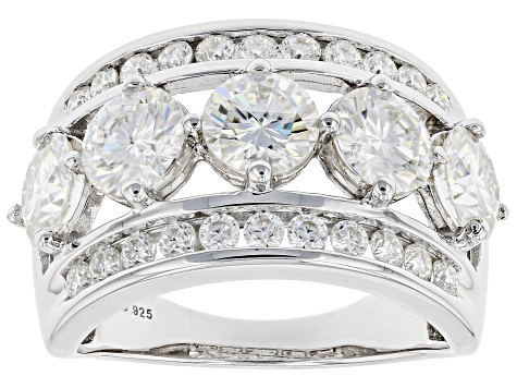 Pre-Owned Moissanite Platineve Wide Band Ring 3.66ctw DEW.