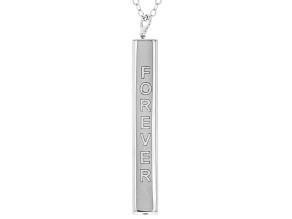 Pre-Owned 10K White Gold Vertical Bar Script 18 Inch Plus 2 Inch Extender Necklace