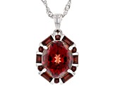 Pre-Owned Red Labradorite Rhodium Over Sterling Silver Pendant With Chain 4.25ctw