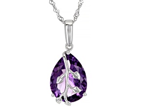 Pre-Owned Purple African Amethyst Rhodium Over Silver Pendant With Chain 7.10ct