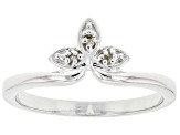 Pre-Owned White Diamond Accent Rhodium Over Sterling Silver Floral Inspired Band Ring
