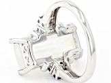 Pre-Owned White Rainbow Moonstone Rhodium Over Sterling Silver Ring 0.32ctw