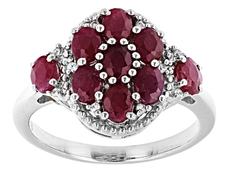 Pre-Owned Red Ruby Rhodium Over Sterling Silver Ring 2.71ctw