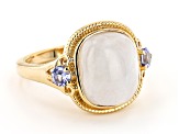 Pre-Owned White Rainbow Moonstone 18K Yellow Gold Over Sterling Silver Ring. 0.30ctw