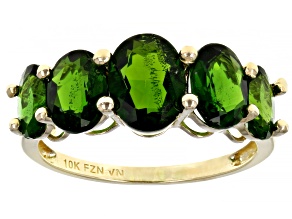 Pre-Owned Green Russian Chrome Diopside 10K Yellow Gold Graduated 5- Stone Ring. 3.75ctw