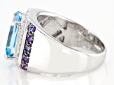 Pre-Owned Blue Glacier Topaz Rhodium Over Sterling Silver Men's Ring 6.87ctw