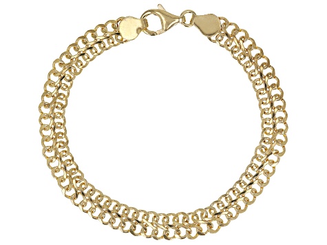 Pre-Owned 18K Yellow Gold Over Sterling Silver 7.50MM Domed Infinity Link Bracelet