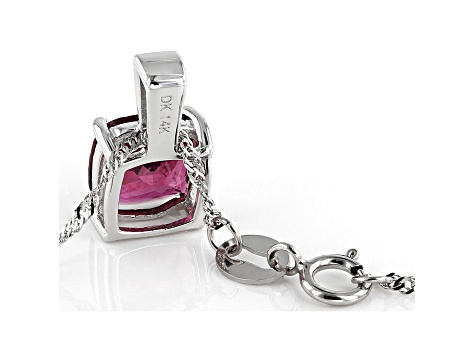 Pre-Owned Pink Rubellite Rhodium Over 14k White Gold Pendant With Chain 1.31ctw