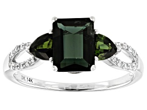 Pre-Owned Green Tourmaline Rhodium Over 14k White Gold Ring 1.68ctw