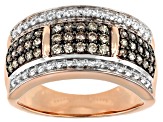Pre-Owned Champagne Diamond 14K Rose Gold Over Sterling Silver Wide Band Ring 0.50ctw