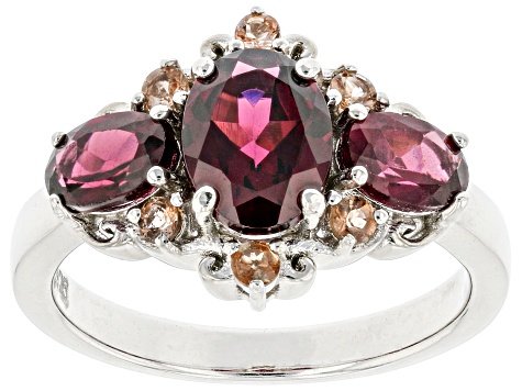 Pre-Owned Raspberry Rhodolite Rhodium Over Sterling Silver Ring 2.77ctw