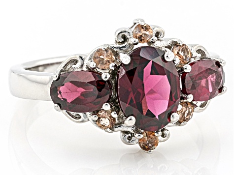 Pre-Owned Raspberry Rhodolite Rhodium Over Sterling Silver Ring 2.77ctw