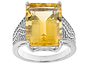 Pre-Owned Yellow Citrine Rhodium Over Sterling Silver Ring 10.51ctw