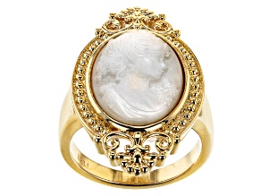 Pre-Owned Mother Of Pearl Cameo 18K Gold Over Brass Ring