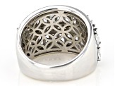 Pre-Owned Champagne And White Cubic Zirconia Rhodium Over Sterling Silver Ring 4.63ctw