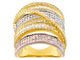 Pre-Owned Cubic Zirconia Rhodium Over Silver And 18K Yellow And Rose Gold Over Sterling Silver Ring.