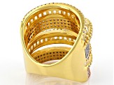 Pre-Owned Cubic Zirconia Rhodium Over Silver And 18K Yellow And Rose Gold Over Sterling Silver Ring.
