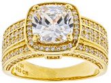 Pre-Owned White Cubic Zirconia 18K Yellow Gold Over Sterling Silver Ring 5.67ctw