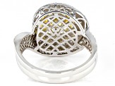 Pre-Owned Yellow And White Cubic Zirconia Rhodium Over Sterling Silver Ring 9.37ctw (5.96ctw DEW)