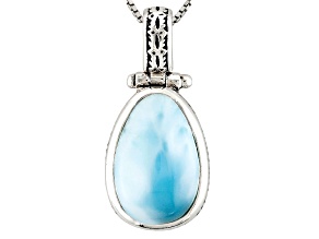 Pre-Owned Blue Larimar Sterling Silver Pendant With Chain