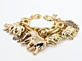 Pre-Owned Gold Tone Elephant Charm Bracelet