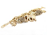 Pre-Owned Gold Tone Elephant Charm Bracelet
