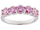 Pre-Owned Pink moissanite platineve and 14k rose gold over sterling silver band ring 1.65ctw DEW