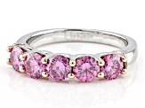 Pre-Owned Pink moissanite platineve and 14k rose gold over sterling silver band ring 1.65ctw DEW