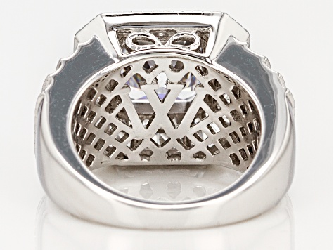 Pre-Owned White Cubic Zirconia Rhodium Over Sterling Silver Ring 10.53ctw
