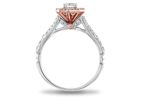Pre-Owned Enchanted Disney Mulan Halo Ring White Diamond 14k Two-Tone Gold 0.75ctw