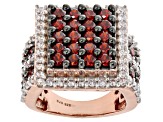 Pre-Owned Red & White Cubic Zirconia 18K Rose Gold Over Sterling Silver Cluster Ring 8.01ctw