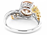 Pre-Owned Champagne And White Cubic Zirconia Rhodium And 18K Yellow Gold Over Silver Ring 5.05ctw