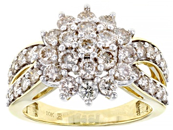 Picture of Pre-Owned Candlelight Diamonds™ 10k Yellow Gold Cluster Ring 2.00ctw
