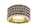 Pre-Owned Champagne Diamond 14K Yellow Gold Over Sterling Silver Wide Band Ring 1.50ctw
