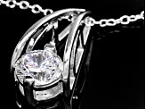 Pre-Owned Cubic Zirconia Rhodium Over Sterling Silver Pendant With Chain 1.43ctw