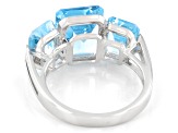 Pre-Owned Blue Glacier Topaz Rhodium Over Sterling Silver 3 Stone Ring 8.08ctw